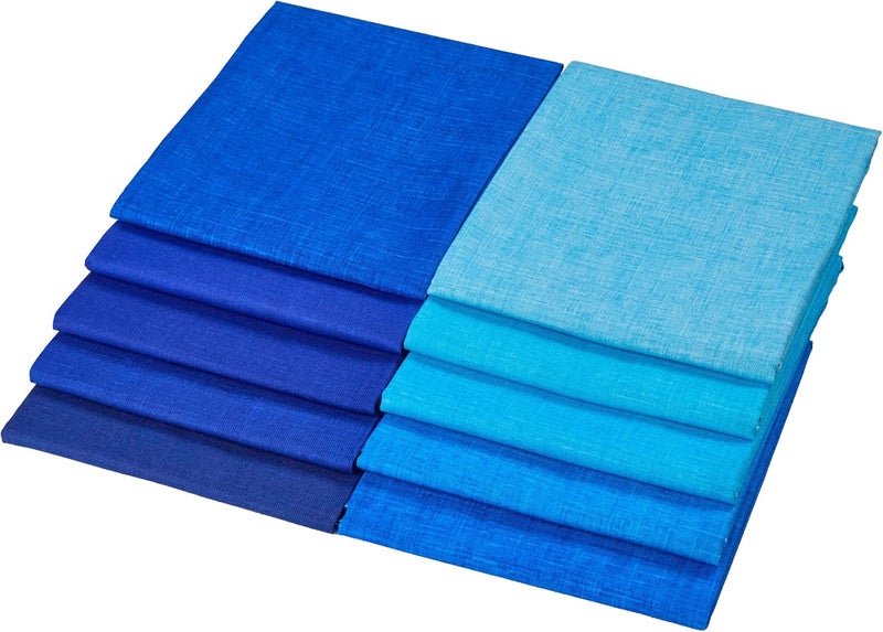 craftido - 11 Options Solids with Tweed Tonals - Assorted Color Cotton Quilting Fabric Bundles 10pcs Fat Quarters 18"x21" - Medium Weight 5.2oz - for Quilting, Sewing and Crafts – Different Blues - Image 3